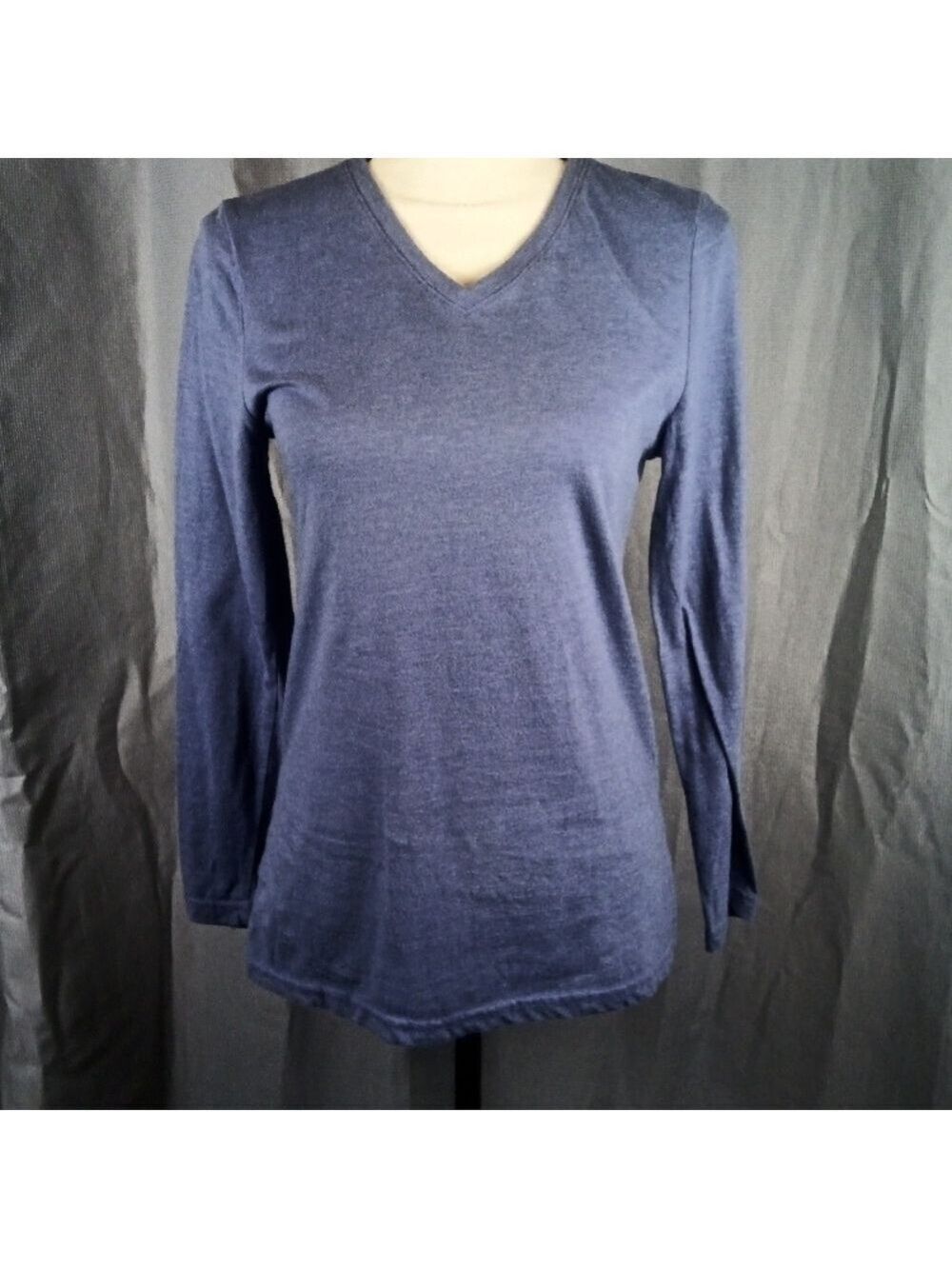 Faded Glory Blue V-Neck Long Sleeve Top Medium